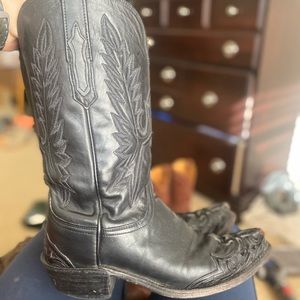 Lucchese 7B black boots snip toe